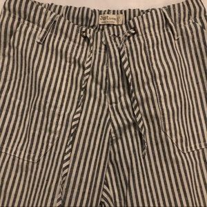 Blue and White Striped Linen Pants